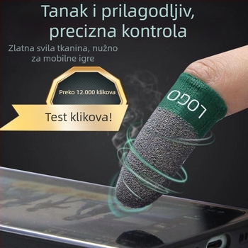 Izuzetno tanak prstni rukav za igre – 24-pinski srebrna vlakna, prozračna zlatna svila, za mobilne igre