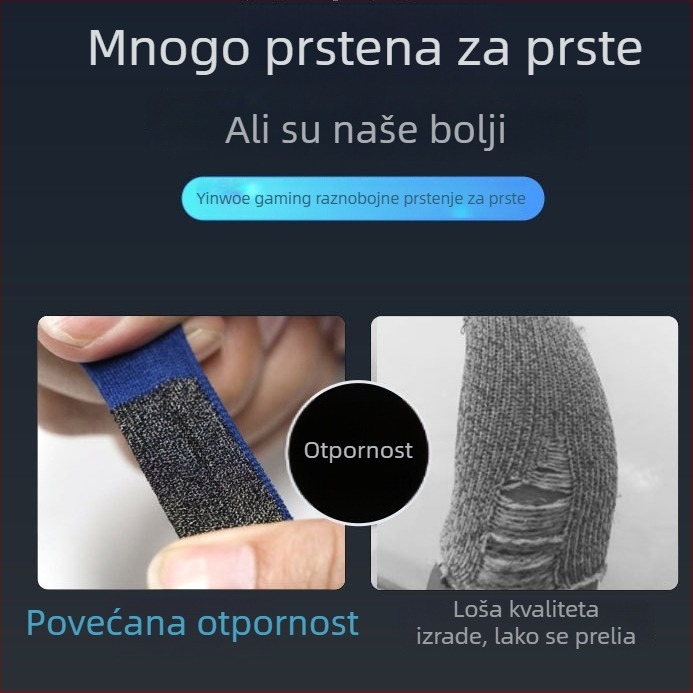 Izuzetno tanak prstni rukav za igre – 24-pinski srebrna vlakna, prozračna zlatna svila, za mobilne igre