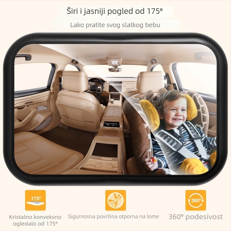 Unutarnje automobilno zrcalo za bebe i djecu, široko vidno područje, zrcalo za promatranje, neutralno pakiranje