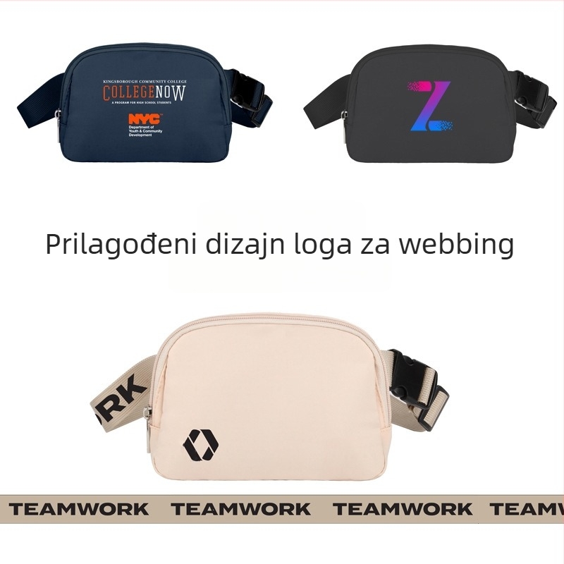 Lulu stil pojas torba, gradski minimalistički dizajn, najlon, podesivi remen, logotip, unutarnja pregrada za mobitel i osobnu iskaznicu, zatvarač