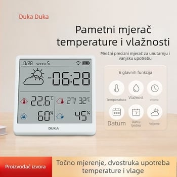 Kućni termometar i higrometar sa Wi‑Fi-jem, zidna montaža, visokoprecizan digitalni prikaz, inteligentan alarm i meteorološka stanica