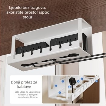 Organizator kablova ispod radnog stola, produžni kabel i organizator žica, donji organizator kablova za računalo, alat za upravljanje kabelima, bez bušenja