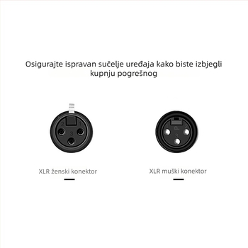 Trojezgreni XLR audio kabel s muškim i ženskim konektorima za DMX scensko osvjetljenje, pogodan za mikrofon i pojačalo