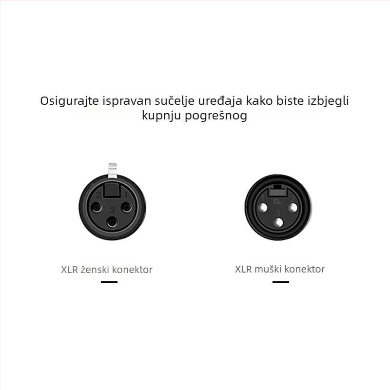 Trojezgreni XLR audio kabel s muškim i ženskim konektorima za DMX scensko osvjetljenje, pogodan za mikrofon i pojačalo