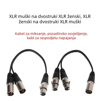 dx 2xlr XLR Y kabel za dva mikrofona, neizbalansiran audio produženje, niklano bakreno jezgro, vodiči bez kisika, model 2xlr