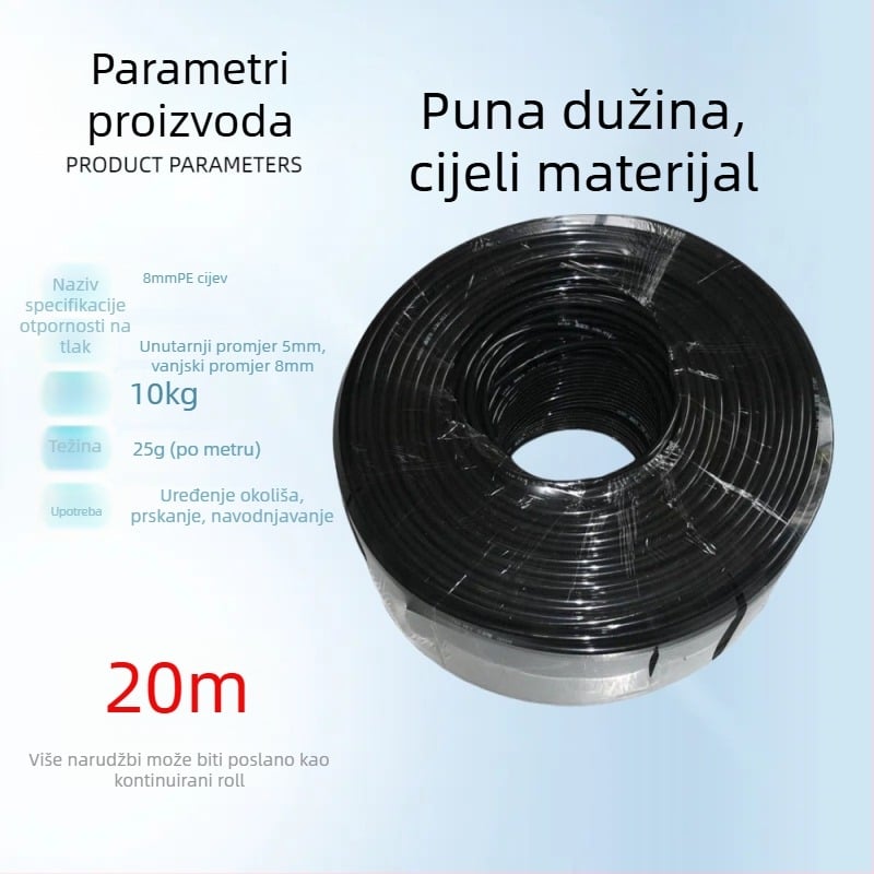 PE sustav navodnjavanja cijevi s brzim spajanjem, PE cijev 9/12, automatsko navodnjavanje i mikro raspršivač