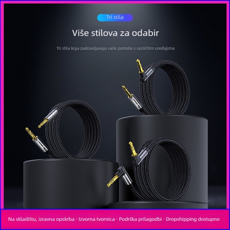 AUX audio kabel 3,5 mm, muško-muški, bakreno jezgro, zlatni kontakti, ROHS certificiran, univerzalan za računala i mobilne uređaje