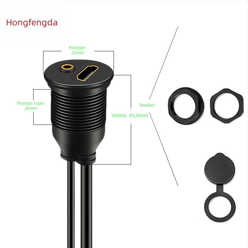 Audio kabel USB + 3,5 mm Audio + HDMI, bakreni vodič, PVC izolacija, injekcijsko oblikovanje, ROHS certifikat