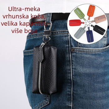 Kožna torbica za ključeve automobila - gornji sloj teleće kože, prugasti uzorak, novčanik s jednim preklopom, marka YSHENGY