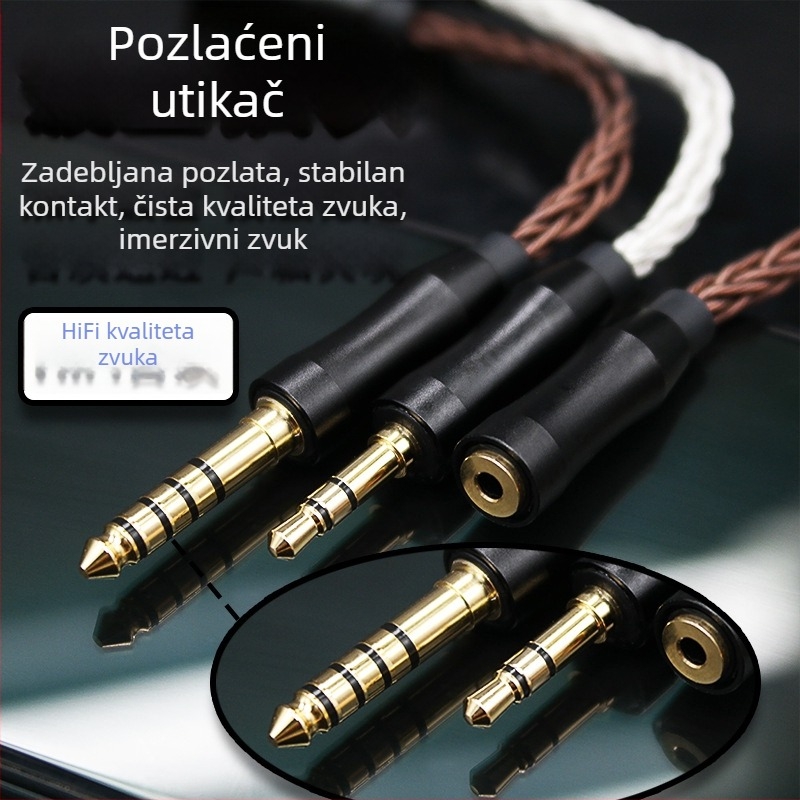 Adapter kabel od osam vlakana od jednoskristalnog bakra, 2.5 mm balansirani ženski na 3.5 mm stereo / 4.4 mm balansirani muški, audiophile kabel