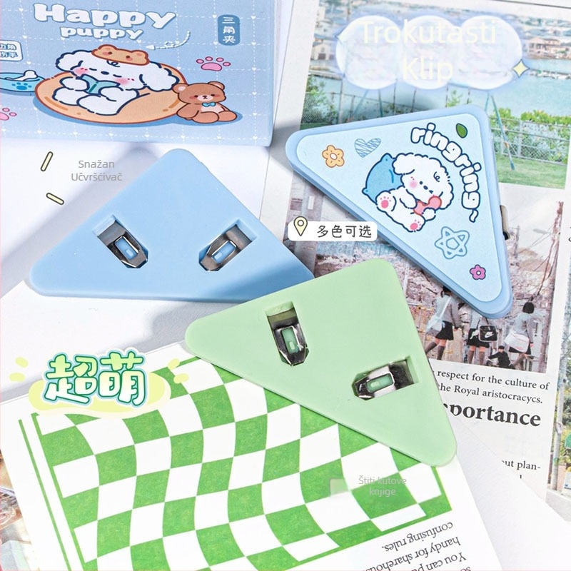 Dječji držač bilježnica s trokutnim karikaturnim klipom – plastični – Wenji (Materijal: Plastika; Namjena: školske bilješke)