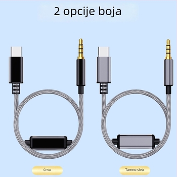 Akinno Type-C na 3,5 mm audio kabel za mobilne uređaje s digitalnim visokodefinicijskim audio čipom za snimanje i reproduciranje glazbe
