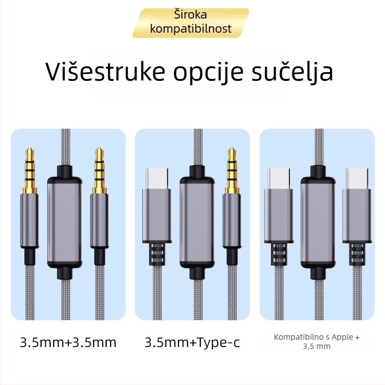 Akinno Type-C na 3,5 mm audio kabel za mobilne uređaje s digitalnim visokodefinicijskim audio čipom za snimanje i reproduciranje glazbe