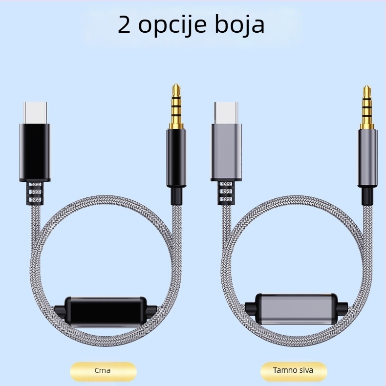 Akinno Type-C na 3,5 mm audio kabel za mobilne uređaje s digitalnim visokodefinicijskim audio čipom za snimanje i reproduciranje glazbe