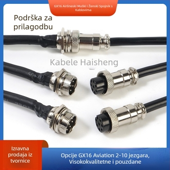 GX12-4P avionski konektor kabel, četverosko GX12 ženski terminal, bakreni kontakti, Haisheng Wire GX16 model, za novu energiju
