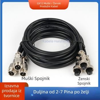 GX12-4P avionski konektor kabel, četverosko GX12 ženski terminal, bakreni kontakti, Haisheng Wire GX16 model, za novu energiju