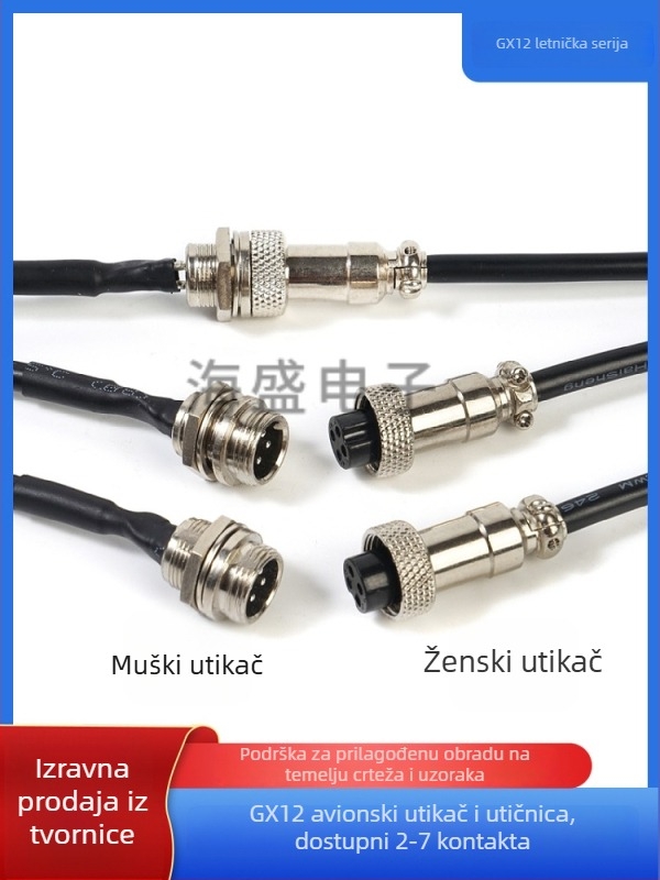 GX12-4P avionski konektor kabel, četverosko GX12 ženski terminal, bakreni kontakti, Haisheng Wire GX16 model, za novu energiju