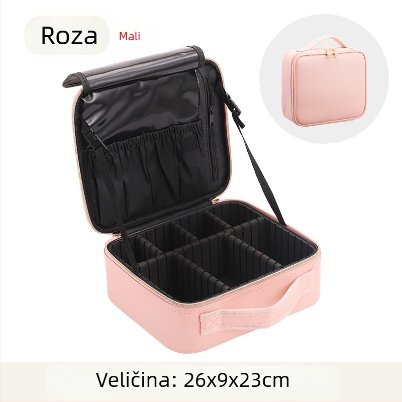 Kozmetička torba velike kapacitete, prijenosna profesionalna torba za šminku, vodootporna i otporna na udarce, PU materijal, podstava od poliestera, brend Golden Camellia