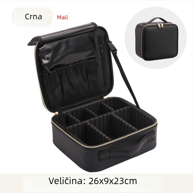 Kozmetička torba velike kapacitete, prijenosna profesionalna torba za šminku, vodootporna i otporna na udarce, PU materijal, podstava od poliestera, brend Golden Camellia