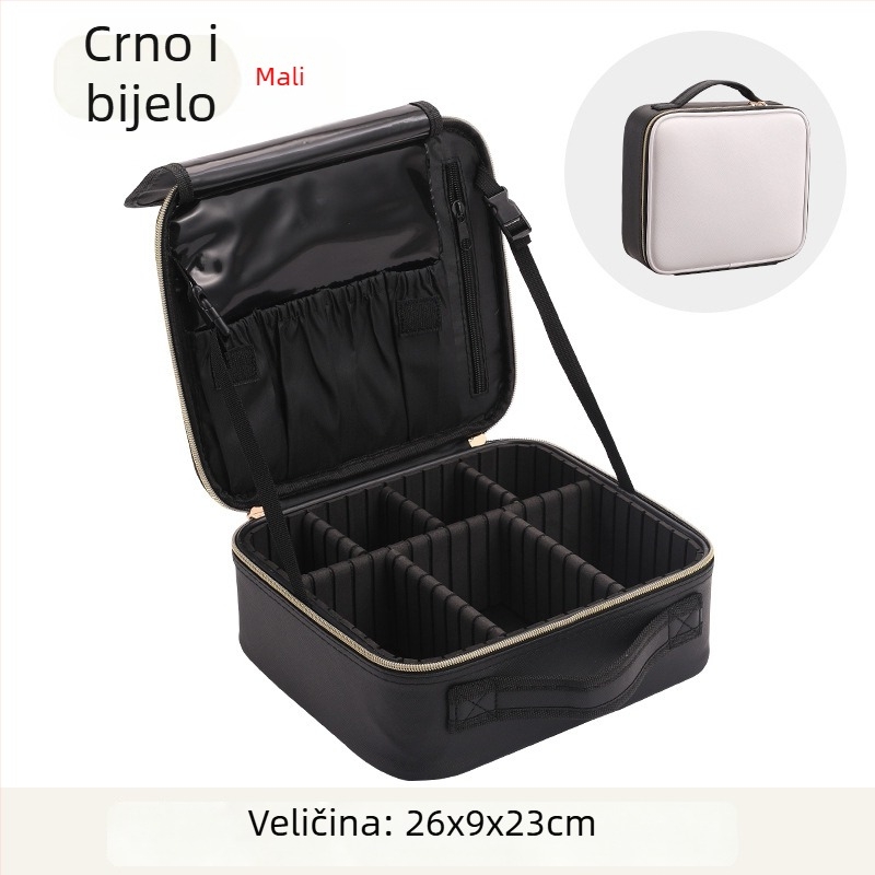 Kozmetička torba velike kapacitete, prijenosna profesionalna torba za šminku, vodootporna i otporna na udarce, PU materijal, podstava od poliestera, brend Golden Camellia