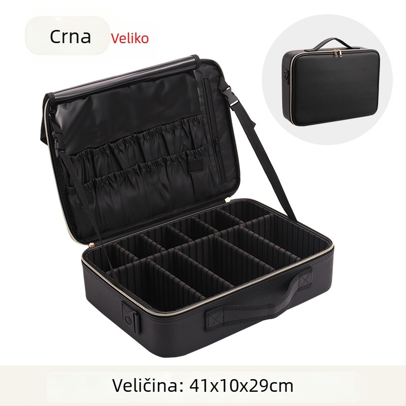 Kozmetička torba velike kapacitete, prijenosna profesionalna torba za šminku, vodootporna i otporna na udarce, PU materijal, podstava od poliestera, brend Golden Camellia