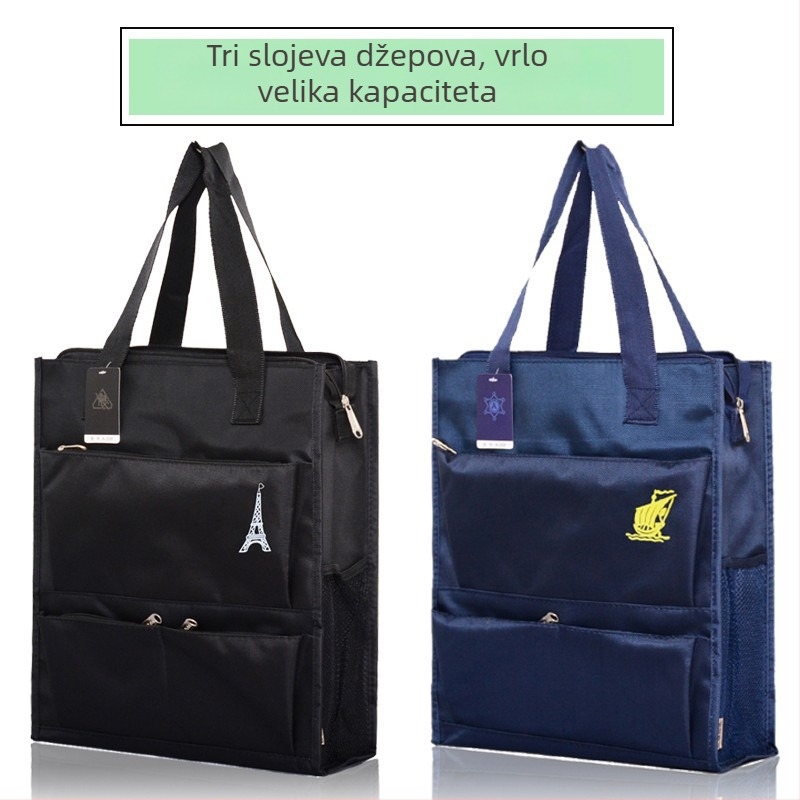 Muška školska torba od vodootporne Oxford tkanine, s više pretinaca za knjige i bilježnice