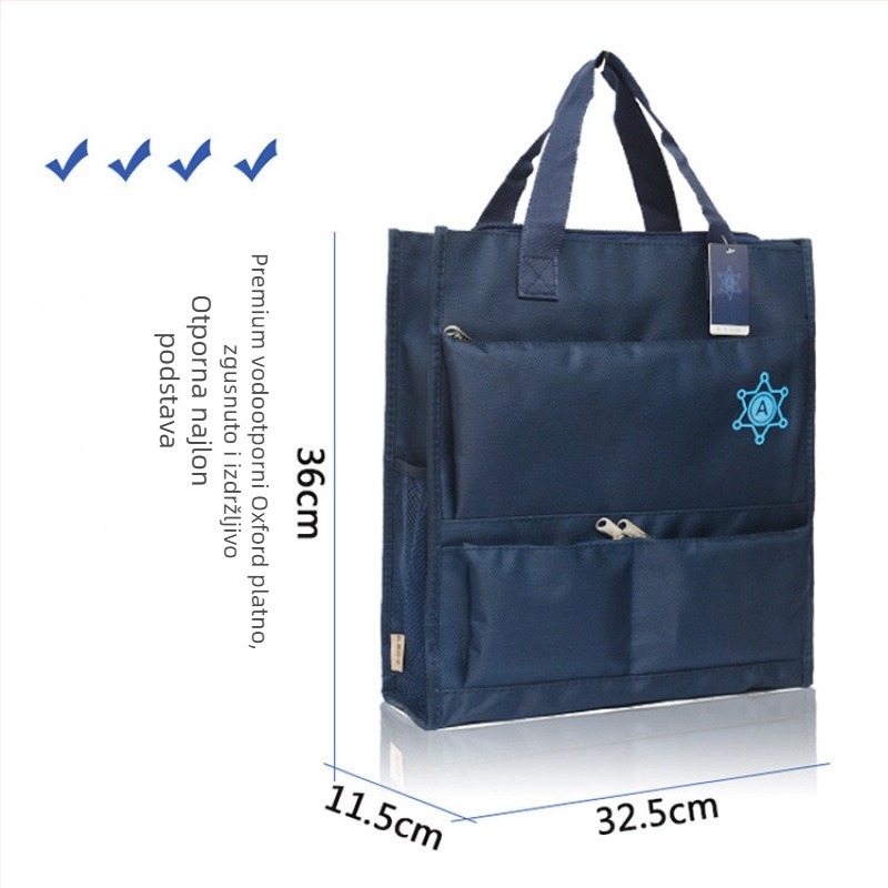 Muška školska torba od vodootporne Oxford tkanine, s više pretinaca za knjige i bilježnice