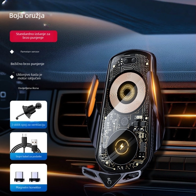 Auto magnetski držač za telefon s bežičnim punjenjem 15W, pričvršćivanje na zračni otvor, univerzalna prilagodba, automatsko stezanje senzorom