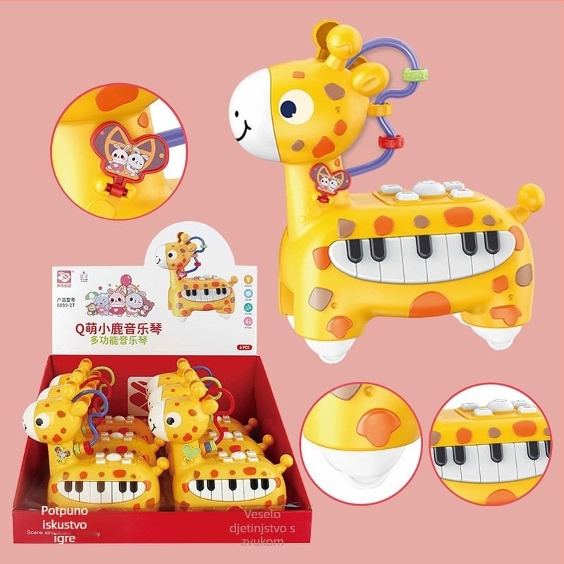 Rana edukativna priča mašina s klavirom i volanom, električna interaktivna glazbena igračka za djecu od rođenja do 3 godine, plastična konstrukcija, napajana baterijama.