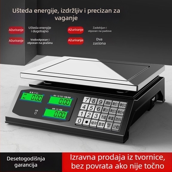 Digitalna stolna vaga za štandove s povrćem, kapacitet 30 kg, visoka preciznost