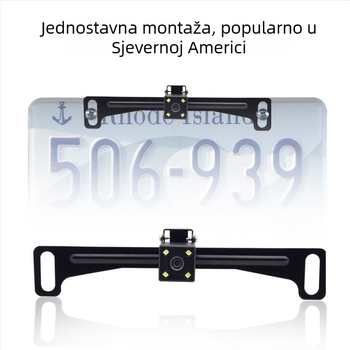 Automobilska stražnja kamera, 170° široki kut, IP67 vodootporna, 12 LED noćno osvjetljenje, CVBS video signal, rezolucija 800x480