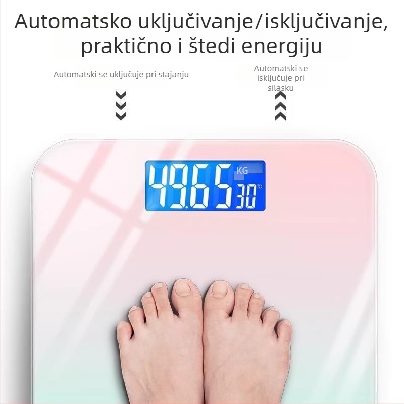 Kućna punjiva digitalna vaga za mjerenje težine i tjelesne masnoće, za odrasle – pametna vaga