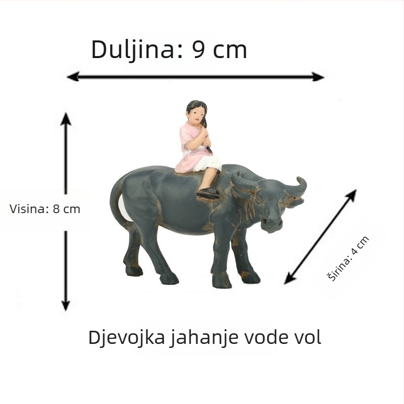 Mikro krajolik bonsai ukras s bivolom – pastoralna smolirana dekoracija s pastir na bivolu, za kućnu dekoraciju