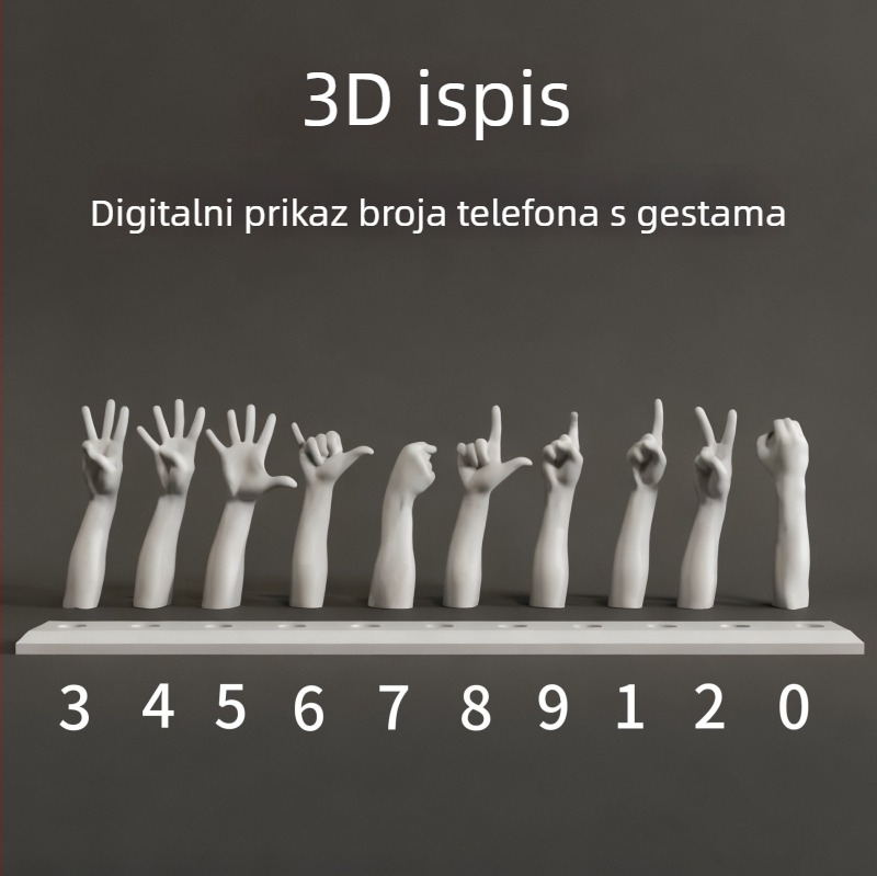 3D-otisnuta prstna pločica za parkiranje, gest automobila, model 3D310, plastika