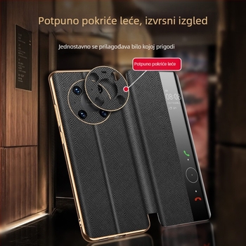 Kožna futrola za Huawei Mate 40 Pro, pametna flip futrola s ugrađenim držačem, elektroplatinirani završni sloj