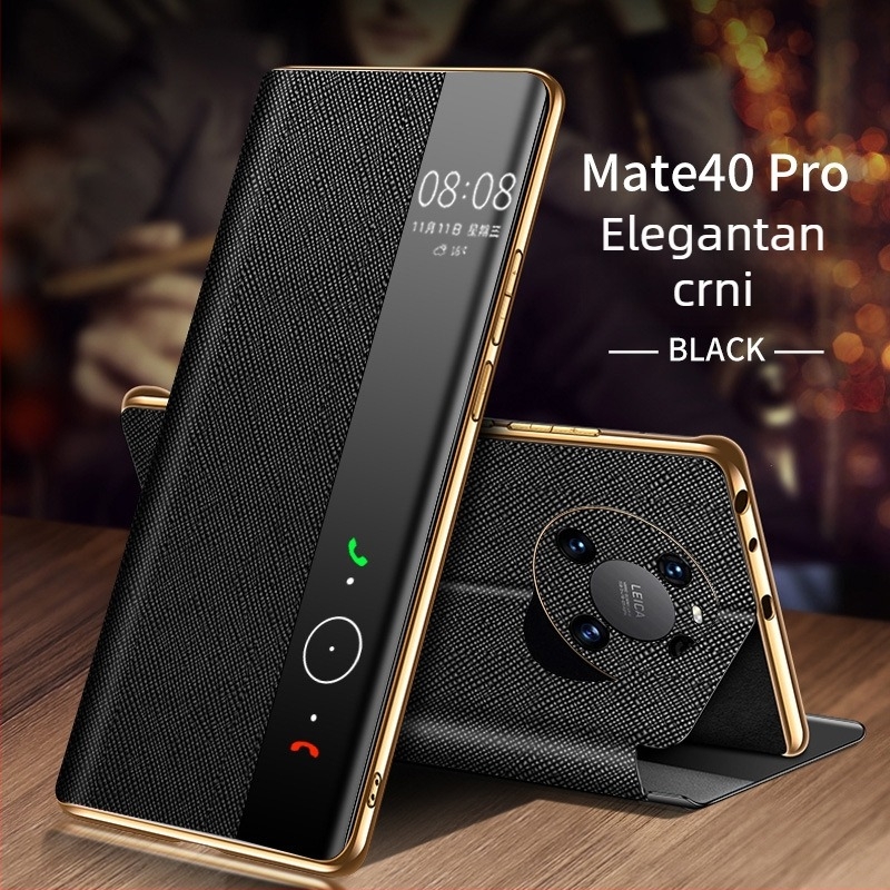 Kožna futrola za Huawei Mate 40 Pro, pametna flip futrola s ugrađenim držačem, elektroplatinirani završni sloj