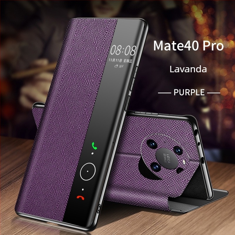 Kožna futrola za Huawei Mate 40 Pro, pametna flip futrola s ugrađenim držačem, elektroplatinirani završni sloj