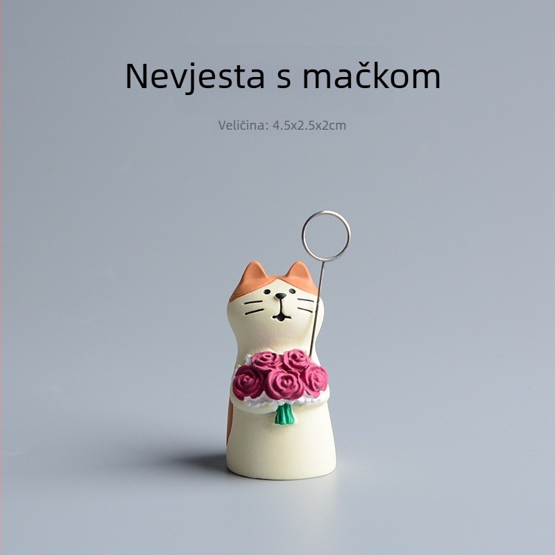 Topper za svadbenu tortu – figura mladenke i mladoženje od smole, crtani stil, mikro krajolik