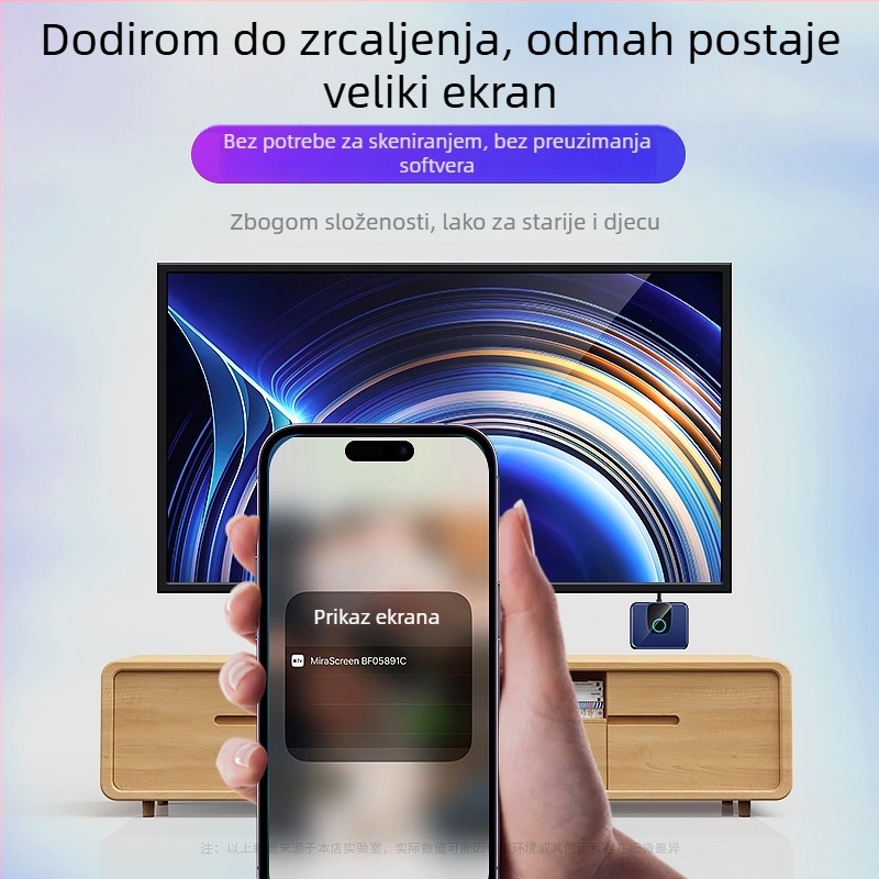 Bežični prijemnik za prikaz zaslona s HDMI izlazom, 4K, za mobilne telefone, tablete i prijenosna računala — model 2025