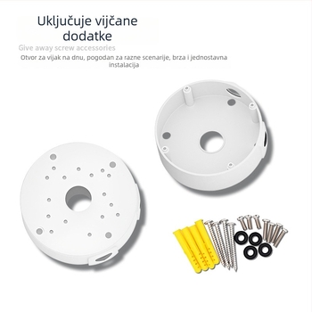 ABS plastični polukružni stropni nosač za sigurnosne kamere, s osnovnom pločom i kutijom za skrivanje kablova