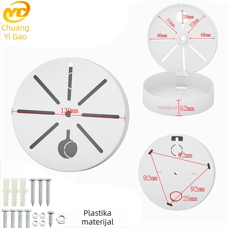 ABS plastični polukružni stropni nosač za sigurnosne kamere, s osnovnom pločom i kutijom za skrivanje kablova