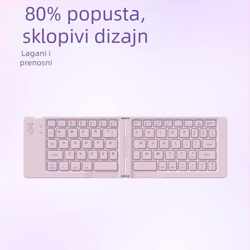 Dualno-sklopiva Bluetooth tipkovnica za pametne telefone i tablete, prijenosna ergonomska bežična tipkovnica s opcijom ispisa logotipa