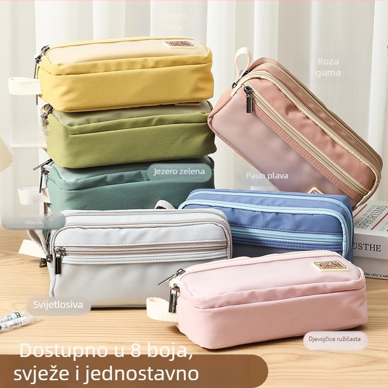 TOME/Tomi kutija za olovke u japanskom stilu s tri sloja velike kapacitete, platno, 170 g, matna vrećica za pakiranje, kapacitet 120 olovaka