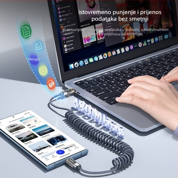 Toocki USB-C kabel s dvostrukim C iz aluminijske legure, digitalni zaslon, PD 100W, duljina 1,8 m