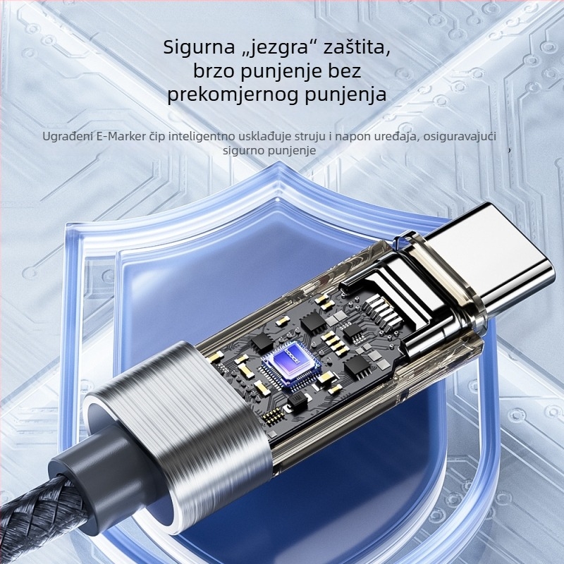Toocki USB-C kabel s dvostrukim C iz aluminijske legure, digitalni zaslon, PD 100W, duljina 1,8 m