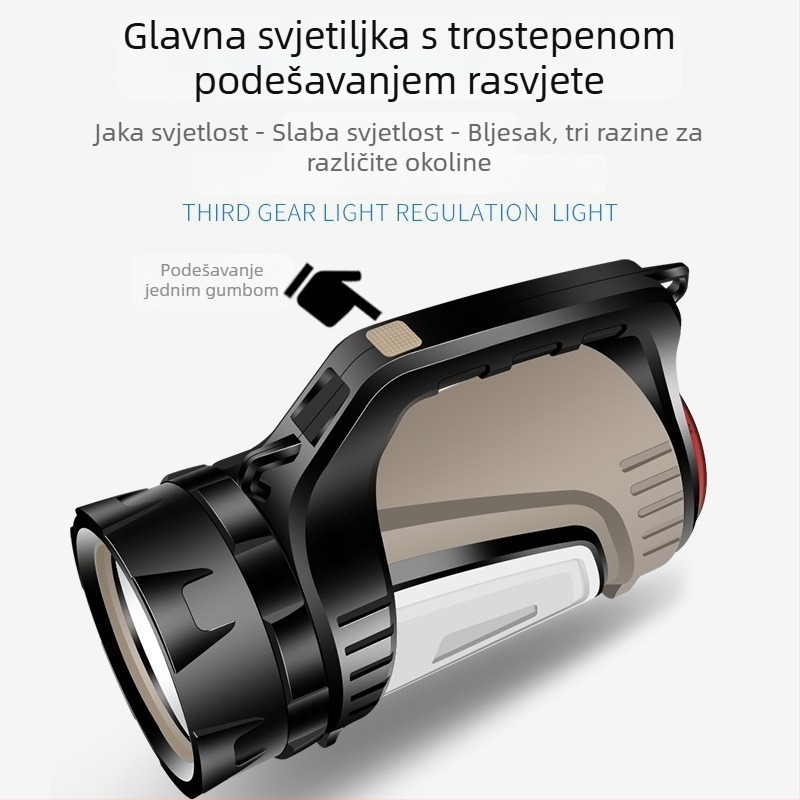 Hengyu 881 prenosna LED svjetiljka, ABS kućište, 30W, 9600mAh, punjiva, domet ≥500 m