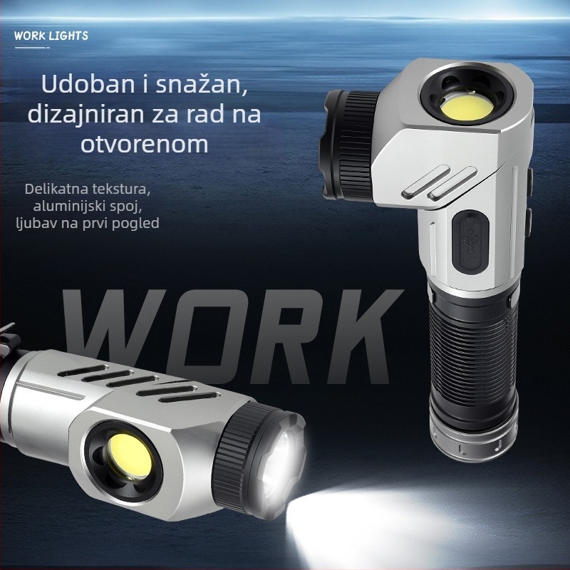 Prenosna LED svjetiljka, kutna radna rasvjeta, aluminijska legura (4800 mAh; 20 W; 350+ lm; vodootporna; domet 200–500 m)
