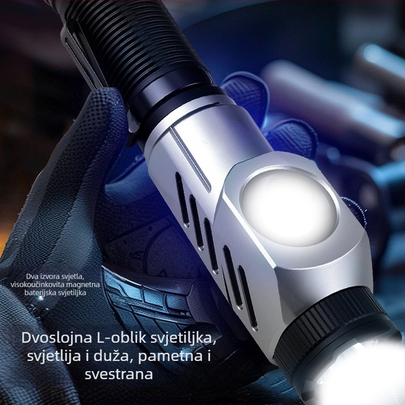 Prenosna LED svjetiljka, kutna radna rasvjeta, aluminijska legura (4800 mAh; 20 W; 350+ lm; vodootporna; domet 200–500 m)