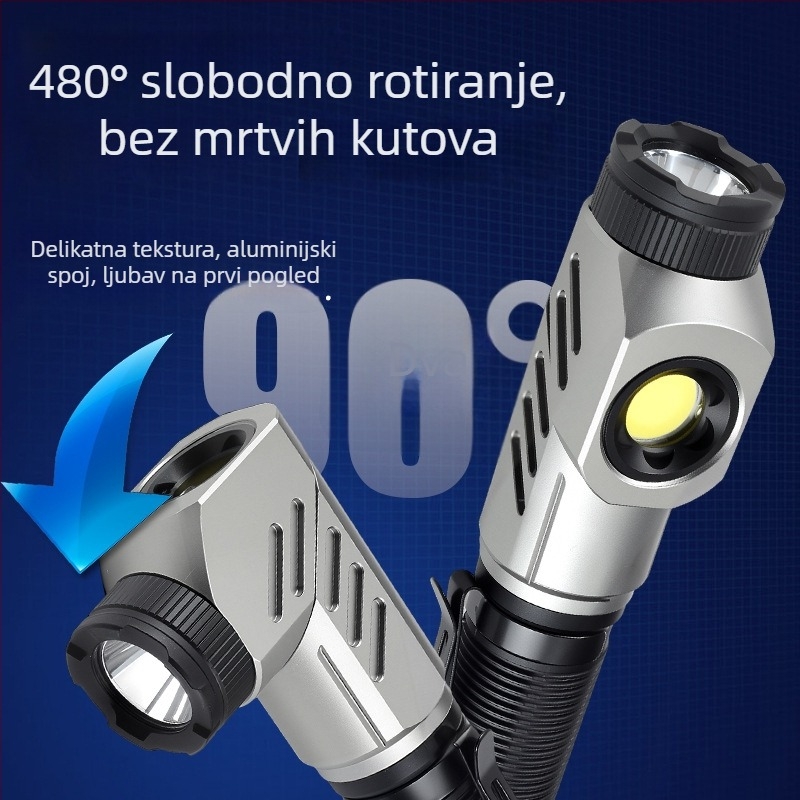 Prenosna LED svjetiljka, kutna radna rasvjeta, aluminijska legura (4800 mAh; 20 W; 350+ lm; vodootporna; domet 200–500 m)