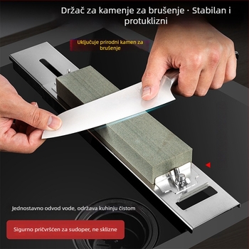 Stalak za oštrenje noževa od nehrđajućeg čelika s podesivim držačem za sudoper, univerzalna primjena, moderni minimalistički stil, Xu Niu, lansiran 2024.